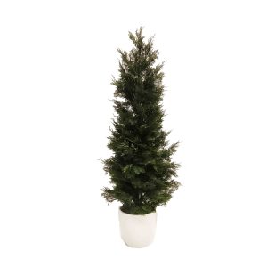 Artificial Cypress Tree UV Stabilised 1.8m with White Fiberglass Pot